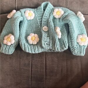 Homemade Daisy Floral Knit Baby Cardigan